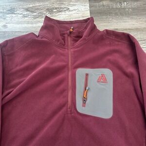 Eddie Bauer First Ascent Expedition Red Gray Mens XL 1/4 Zip Fleece Sweatshirt